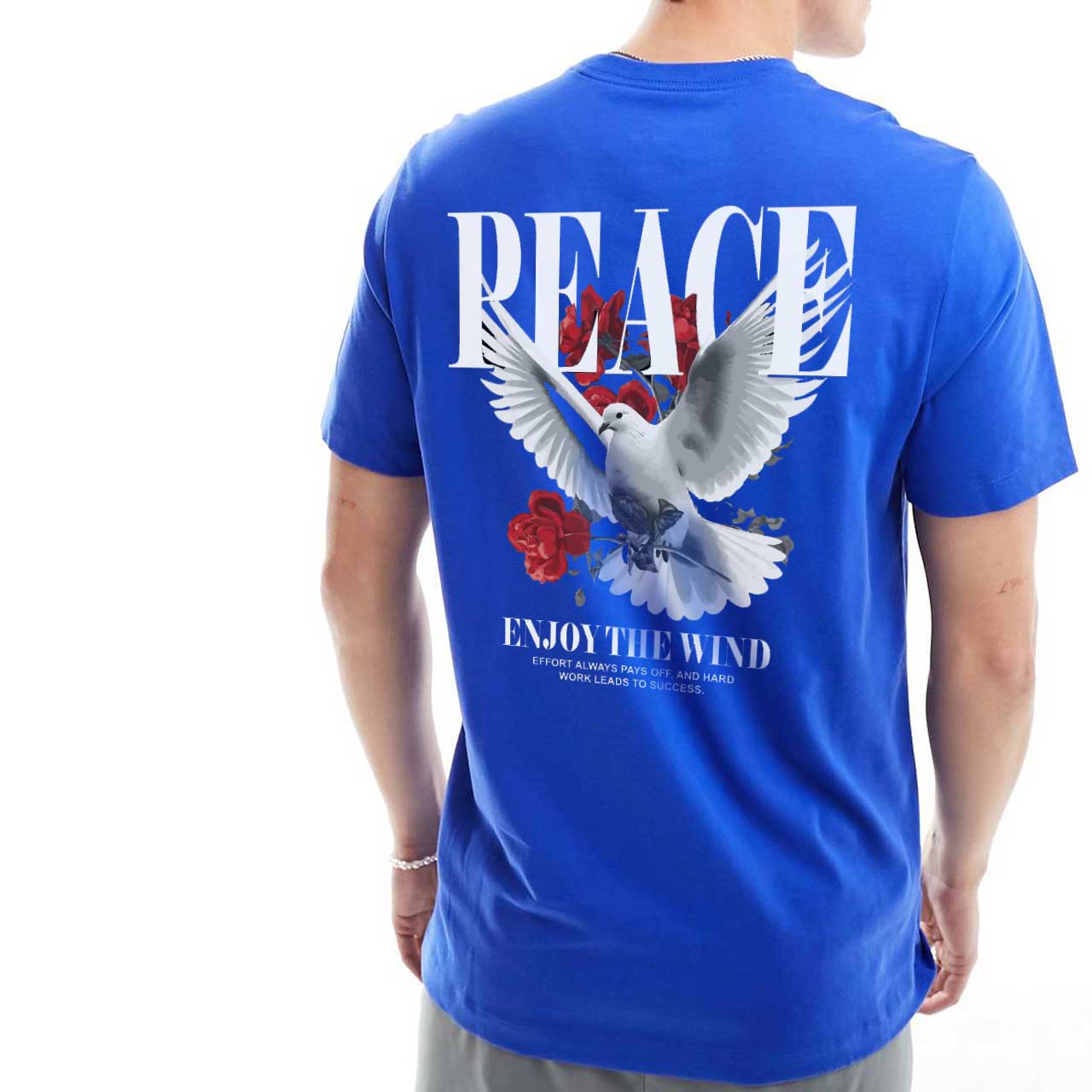 تیشرت نخی آستین کوتاه طرح پرنده صلح